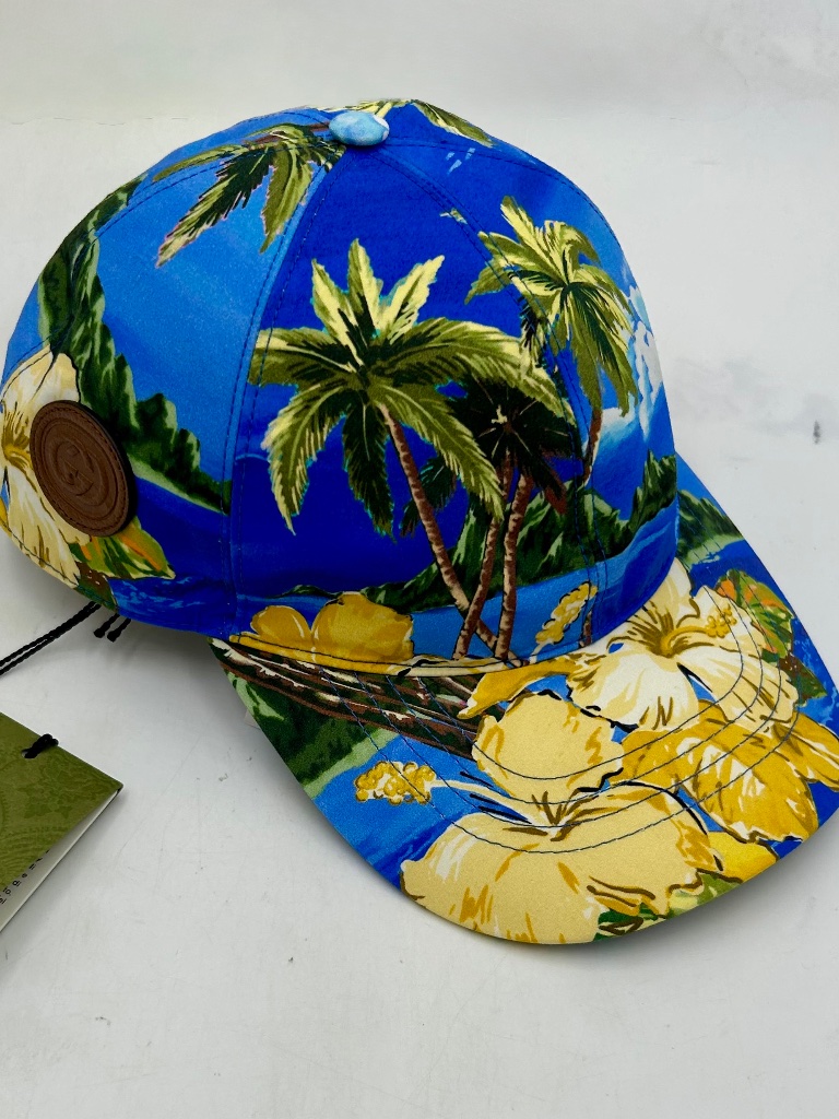 Unisex Gucci Palms And Floral (Hawaiian) Print Baseball Cap. Size Small